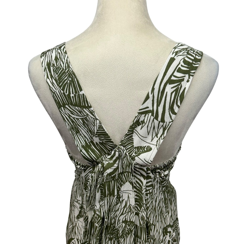 Anthropologie Smocked Cutout Animal Print Mini Dress 6 Green Y2K Boho Costal - Picture 5 of 12